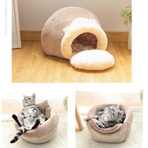 3-in-1 Cat & Dog Cave Bed | Soft Cozy Pet House with Removable Cushion - Victoria´s Pets Boutique